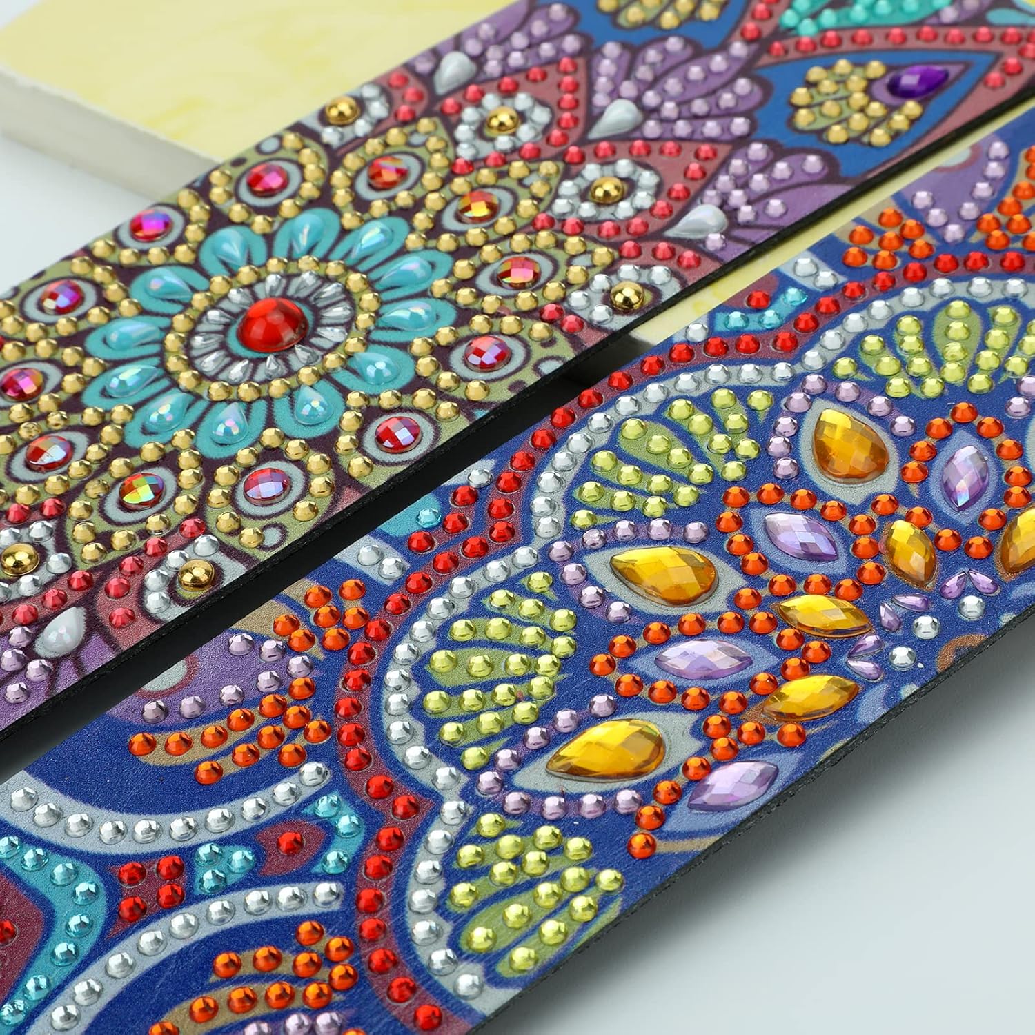 Ireer 12 Pcs 5D Diamond Painting Corner Bookmark Rhinestone PU Leather Diamond Painting Bookmark Triangle Diamond Art Bookmarks For Home Office Beginner Adults Birthday Gift(Trendy Style - View #2