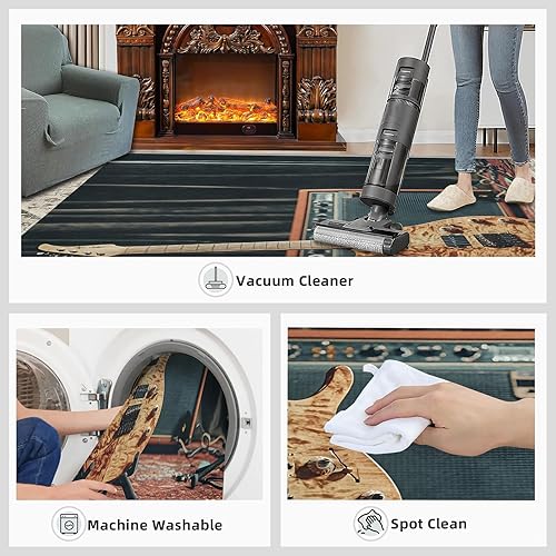 Miniatura 126 de Alfombra de instrumentos musicales – Alfombras de 4 x 5 pies para sala de estar, alfombra de área musical, alfombra de área musical, alfombra