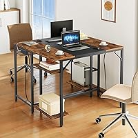 Vista 8 de HOOBRO Computer Desk, Home Office Desk with Power Outlet, Writing Desk with 2 Shelves, Modern Small Desk for Home Office, Study, Easy to Assemble