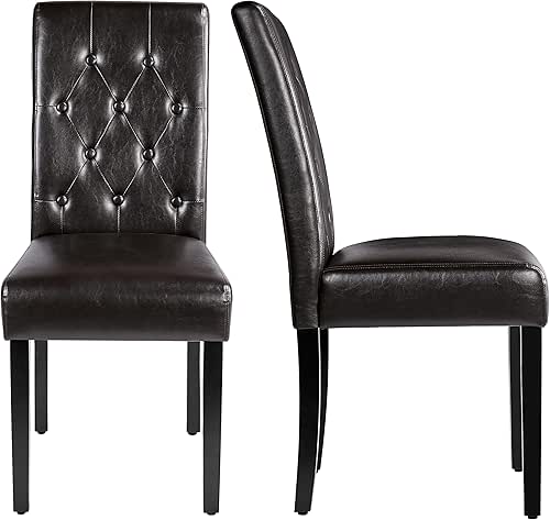 Yaheetech Upholstered Dining Chairs Set of 2 Modern Leather Parsons