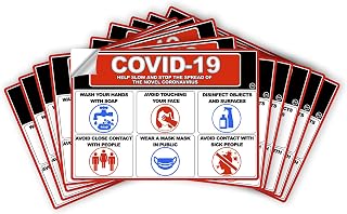 COVID 19 Durable Stickers, Indoor or Outdoor Use - Mask Sign, Strong Adhesive, Social Distancing, Maximum Occupancy, 10 x 7 (COVID.1)