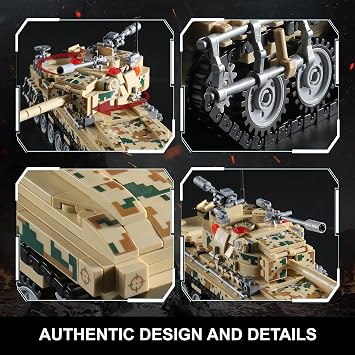 Military Tank Building Blocks Set Compatible with Lego, 1176-Piece 9 in 1 Army Vehicle Model with Rolling Tracks and Rotating Turret, Build, Play and Display Toy for Kids, Fans and Collectors