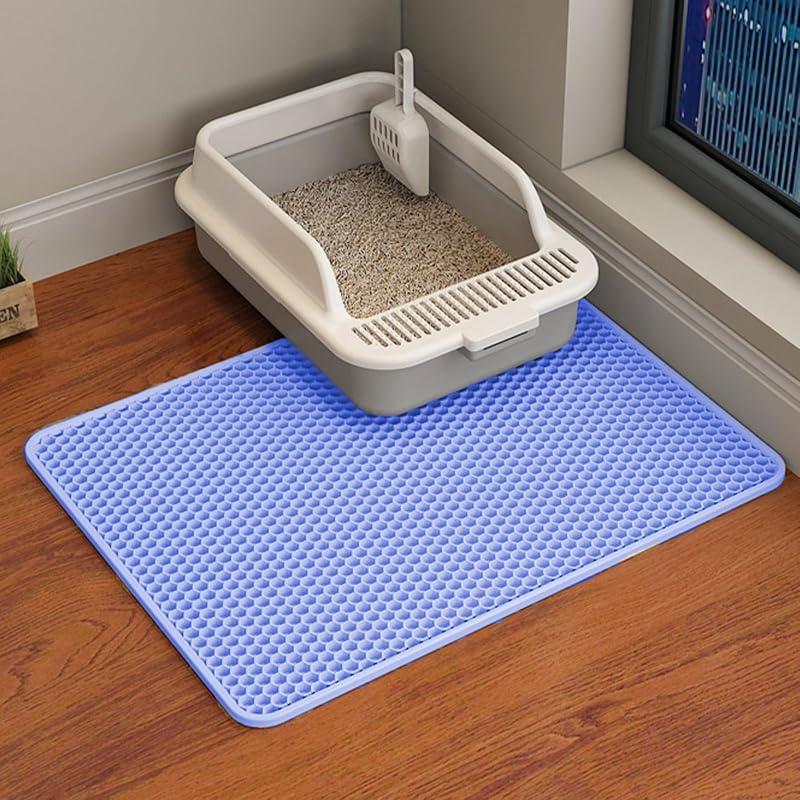 Tapete Duplo para Caixa de Areia de Gatos em EVA, HCY&WLD, Azul, 60,96 x 45,72 cm