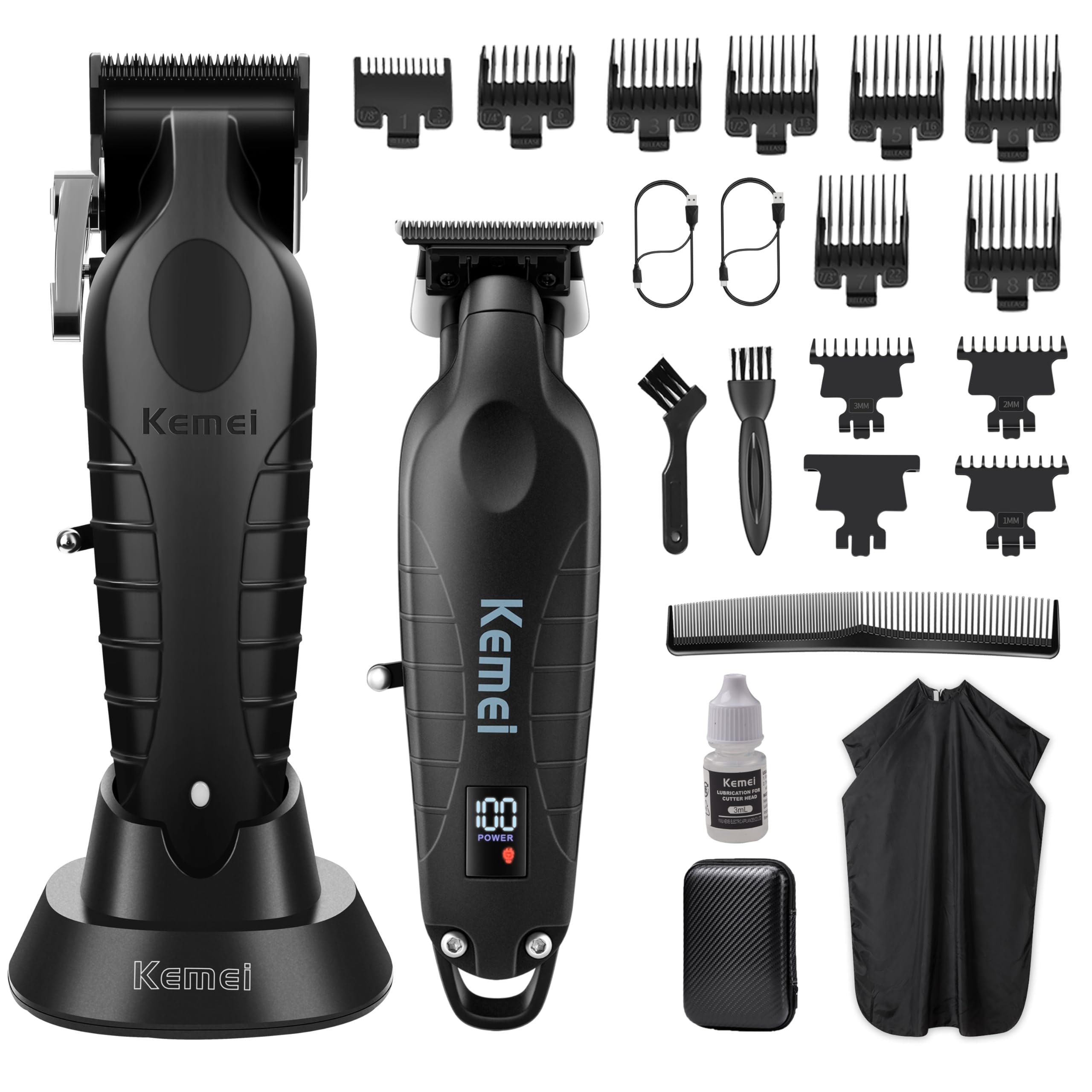 Hair Clippers for Men, Professional Clipper and Trimmers Set, Cordless Zero Gap Trimmer for Men with LED Display, 11 Guide Combs