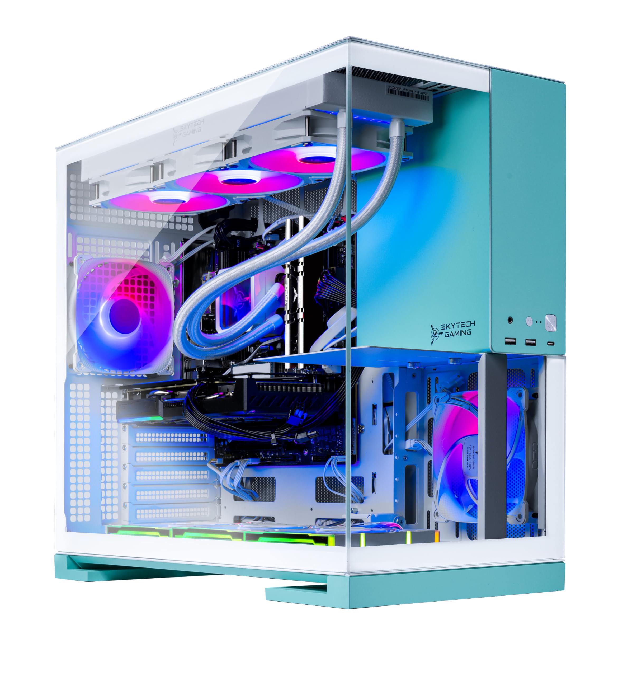 Skytech Gaming Aqua Gaming PC, AMD Ryzen 7 7700X 4.5GHz, NVIDIA RTX 5070 12GB, 1TB Gen4 NVMe SSD, 32GB DDR5 RAM 5600, 850W Gold ATX 3 PSU, 360 ARGB AIO, Wi-Fi, Win 11, Desktop
