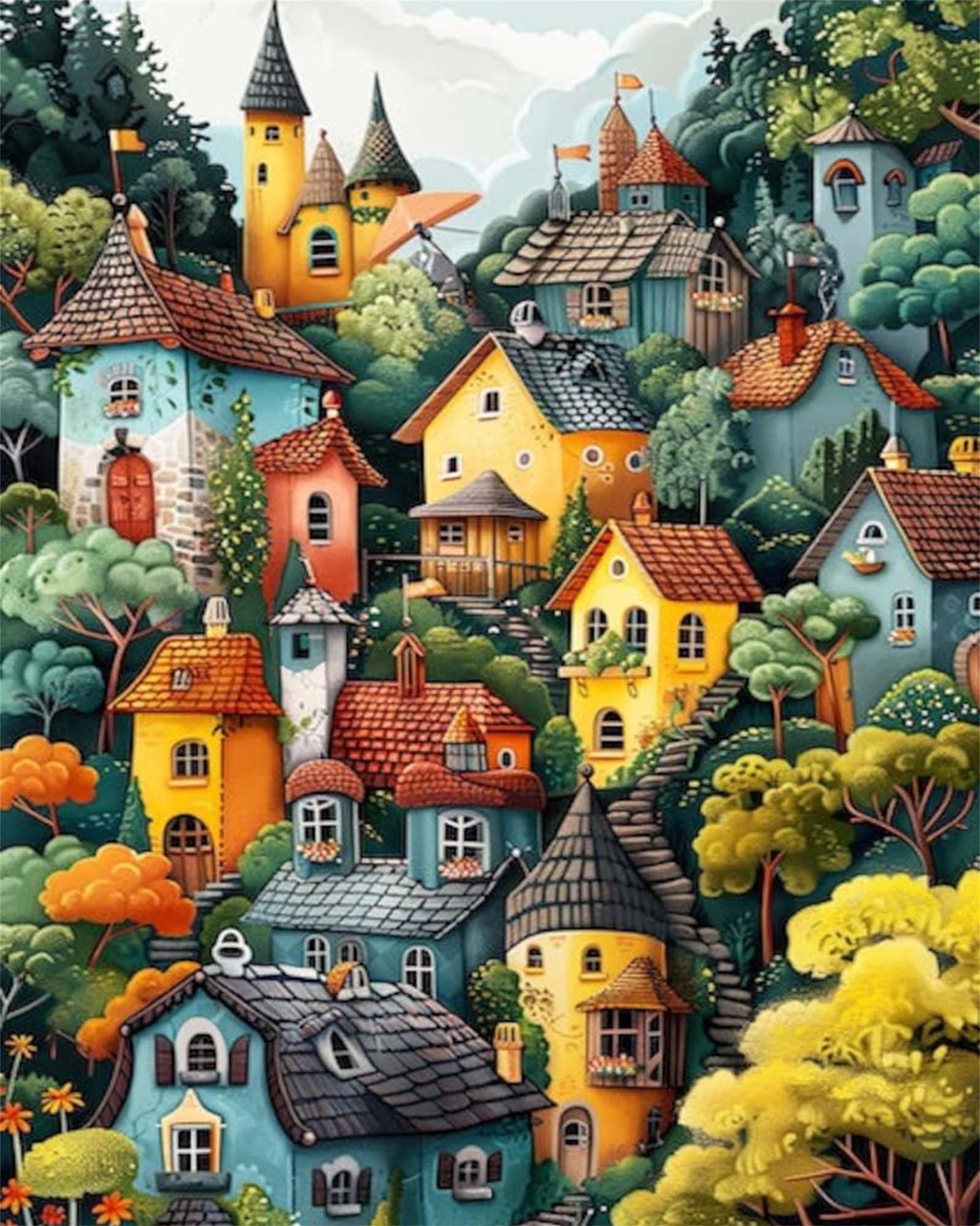 jizhidayuan Adult Paint by Number Kits- -Relaxing DIY Paint by Numbers kit for Adults, Painting for Gift Home Wall Decor (16×20in) (Theme 3)