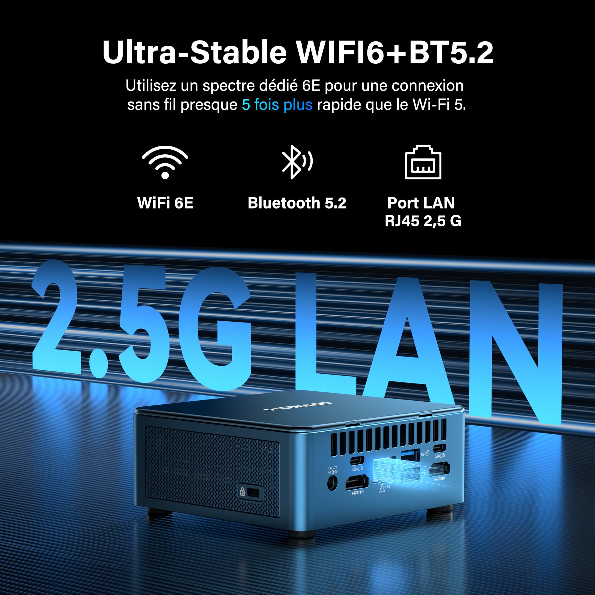 GEEKOM IT12 Mini PC Nouveauté 2026 avec Intel i5-12450H, 16 Go RAM 512 Go SSD (Évolutif), Windows 11 Pro, 8K Quad-Display, 2xUSB4, Lecteur SD, 2.5G LAN, Mini Ordinateur de Bureau -Maison/Professionnel