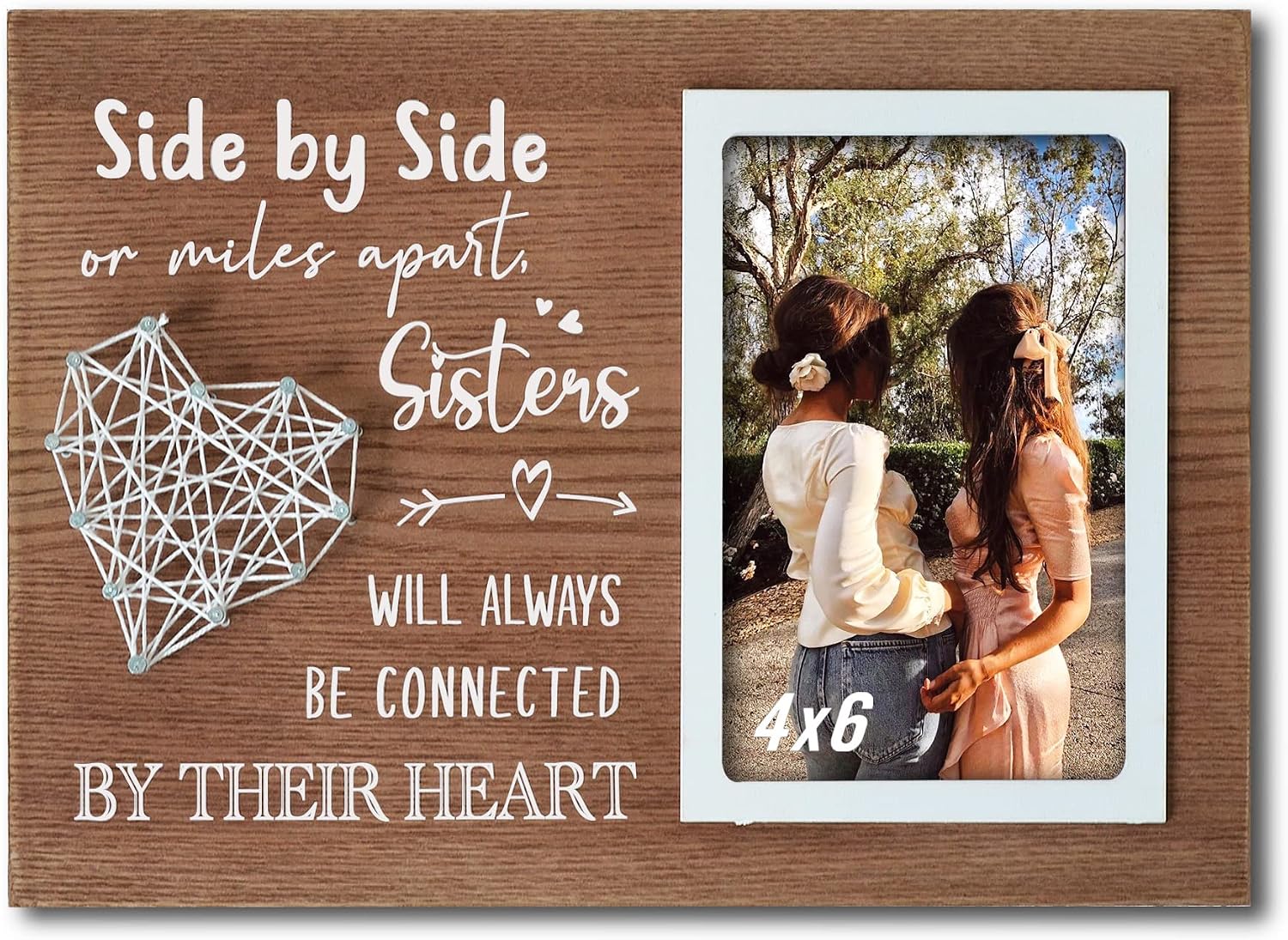 Sister Birthday Gifts from Sister - Picture Frame with 3D String Art 4x6 Inches - Long Distance Relationships and Bestie Gifts