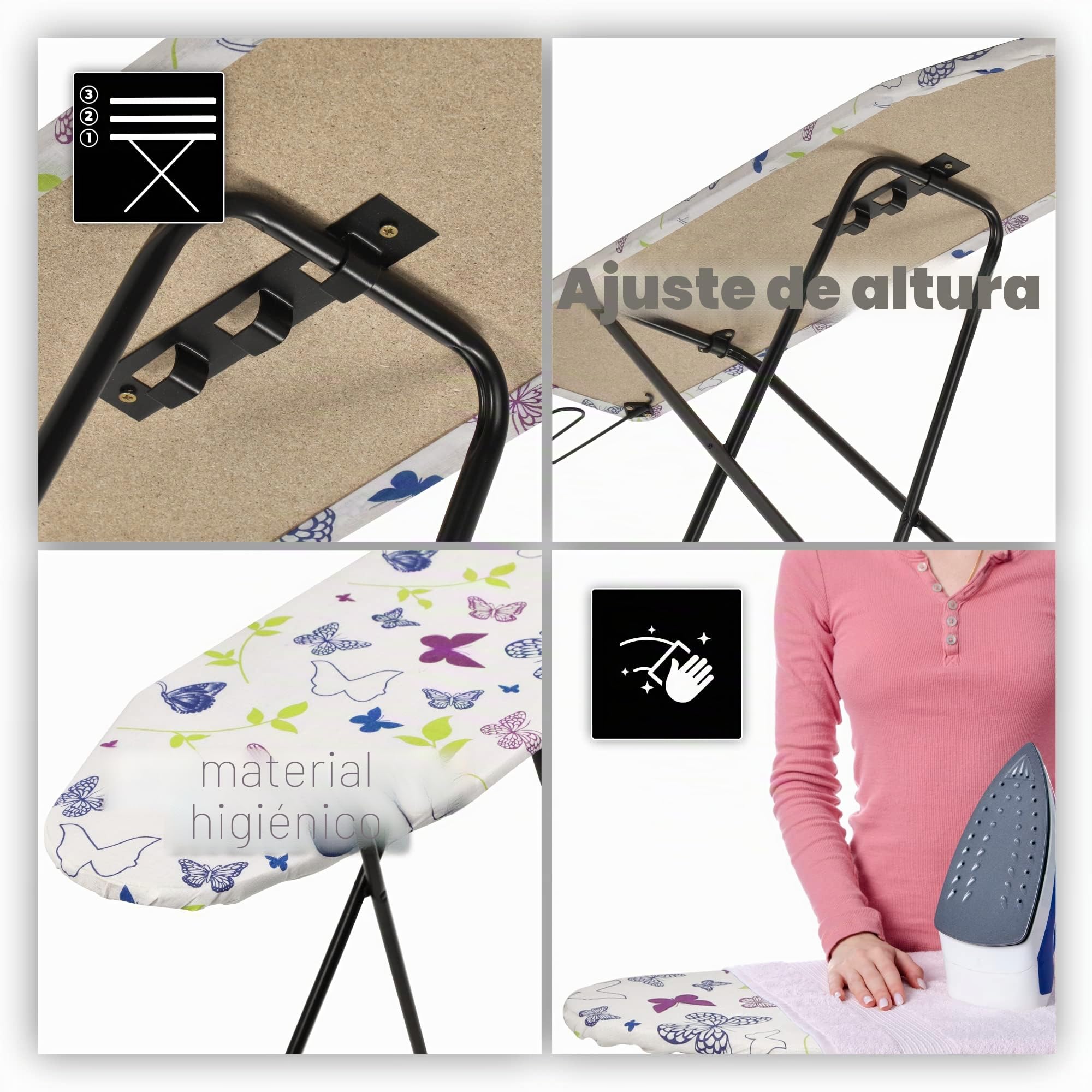 KADAX Tabla de planchar plegable y extensible, 100,5 x 30 cm, superficie ancha, altura ajustable, para plancha de vapor