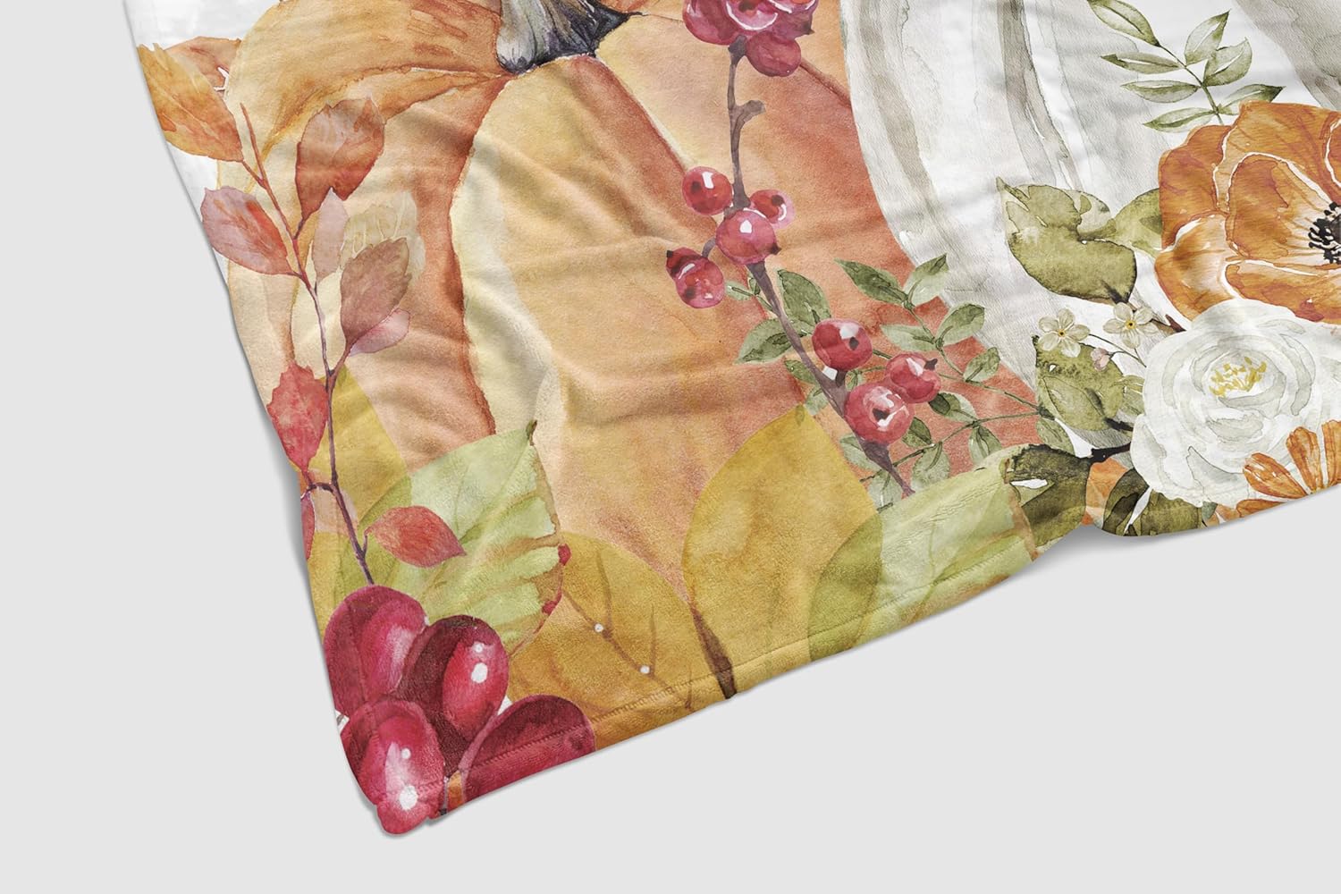 Fall Pumpkins Throw Blanket, Thanksgiving Autumn Maple Leaves Watercolor Blanket for Bed Sofa Travel and Camping, Super Soft Cozy Fluffy Plush Blanket for All Seasons, 50" x 60" - Image 5