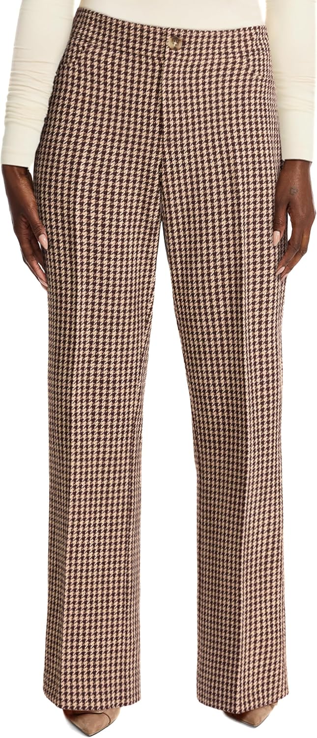 Anne Klein Womens Houndstooth Twill Bootcut Pant