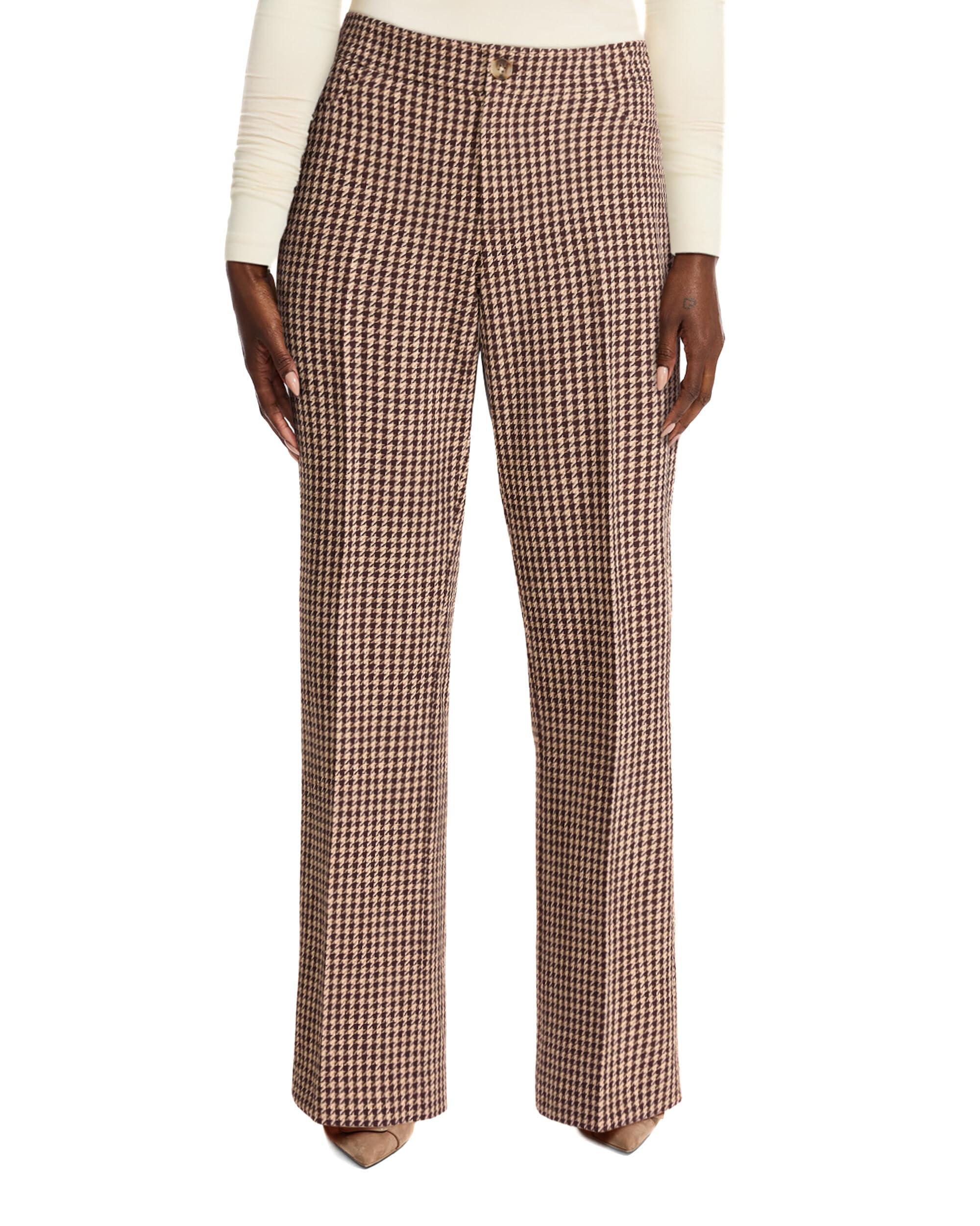 Anne Klein Womens Houndstooth Twill Bootcut Pant