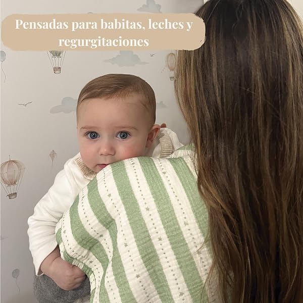 Pack de 3 Muselinas bebé algodón 100% orgánico Gots 60x30cm- Gasas de Muselina Suaves y Rizo Absorbente- Salvababas bebés Multiusos- Regalos para recién Nacidos niño y niña (Verde Salvia) - 4