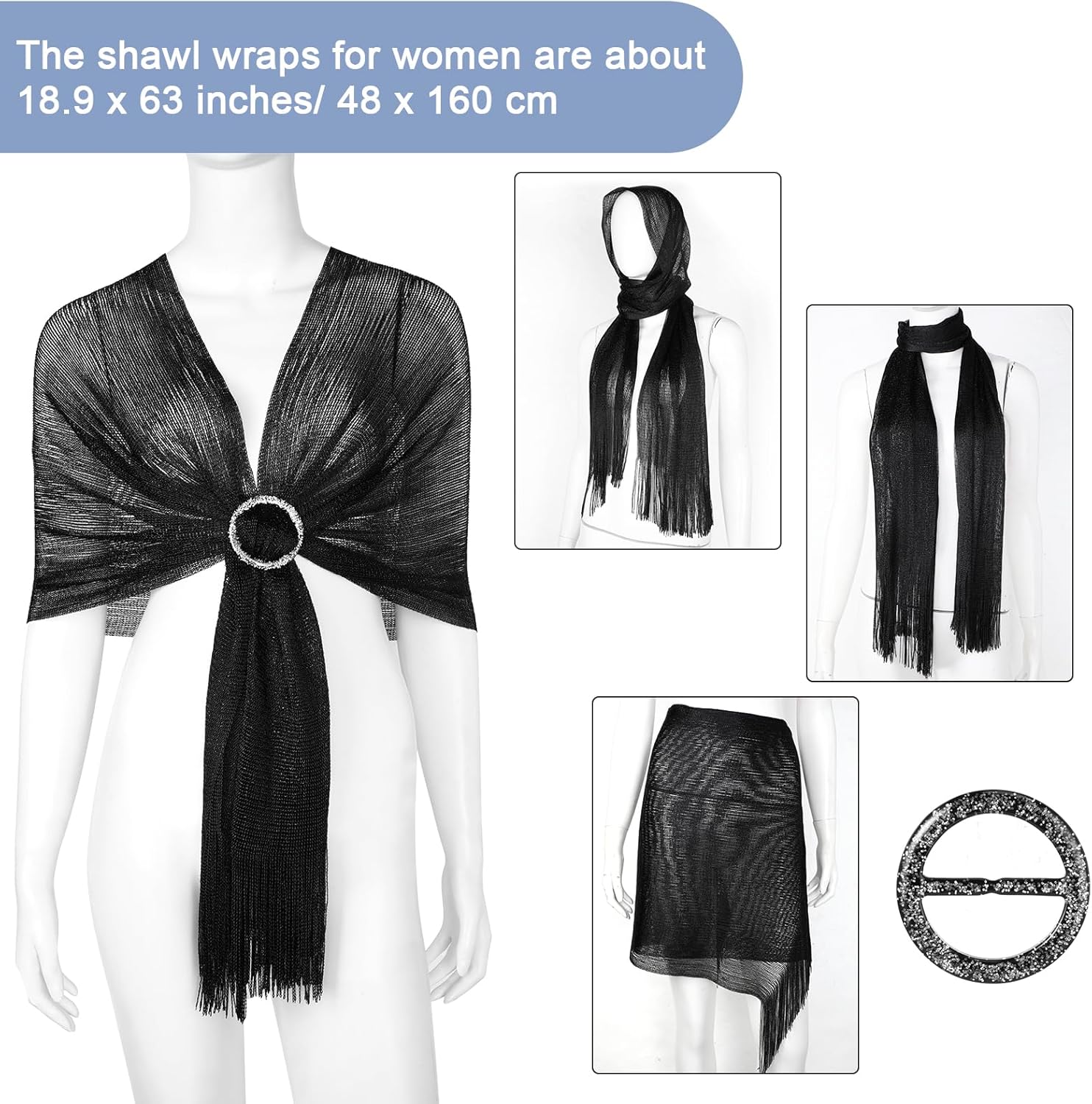 Hicarer 5 Pcs Dressy Jewelry Sets, Shawls and Wraps, Evening Clutch Purse for Homecoming Prom Women Formal Evening Dresses - Image 3