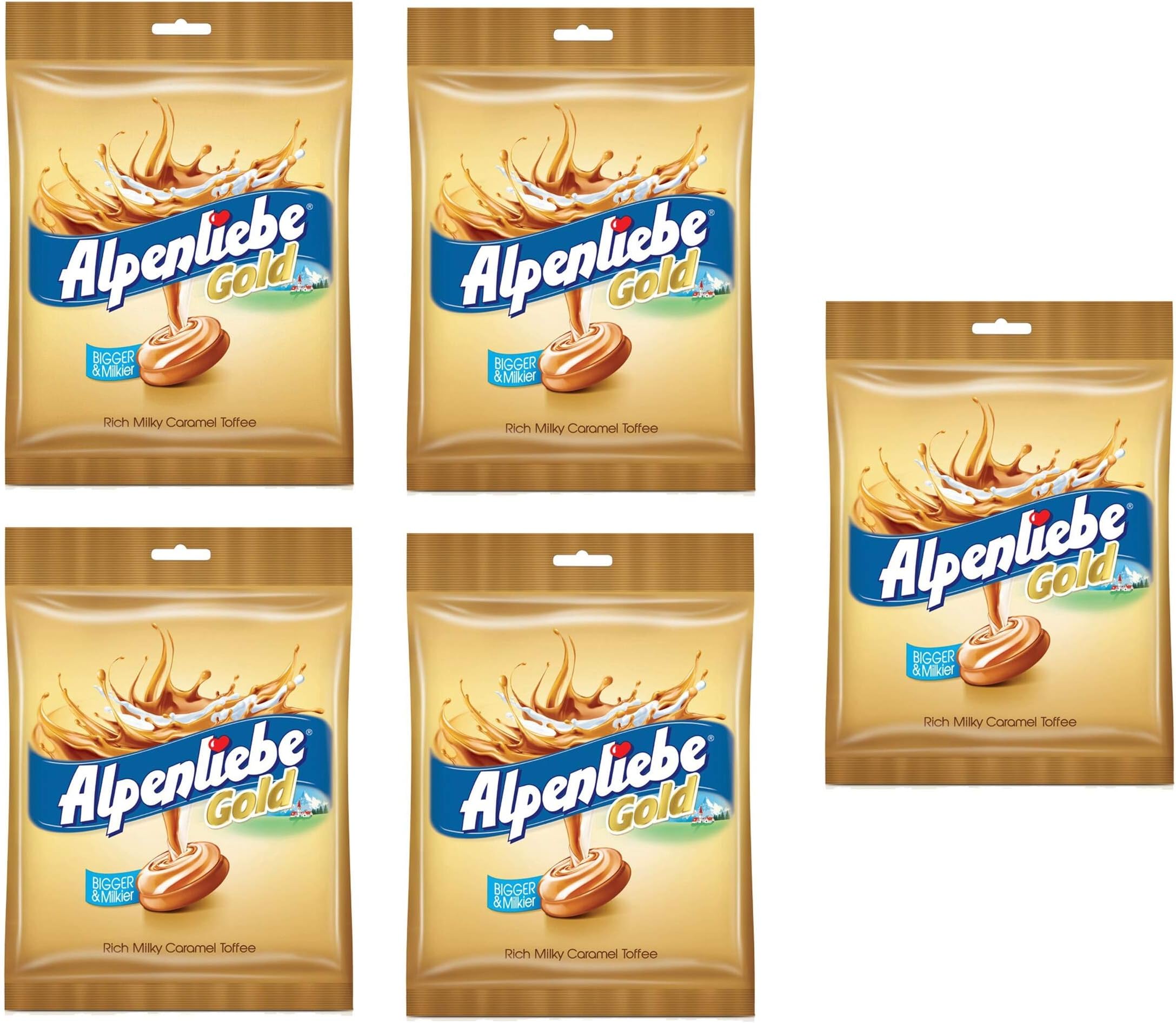Alpenliebe Gold Candy, 184 Gm (46 Pieces ) (Pack Of 5), Caramel