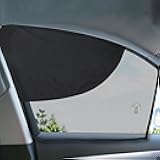 Front Window Sun Shade, 2 Pack Half Blackout & Half See-Through Magnetic Car Side Window Sunshades with Fixed Suction Cup, Car Window Curtain UV Protection for Driver