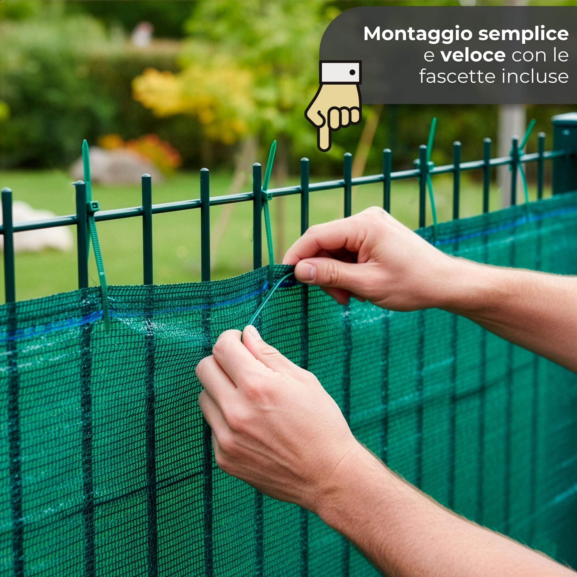 SPRINGOS Rete ombreggiante 1,5 x 50 m, 185 g/m², con 200 fascette