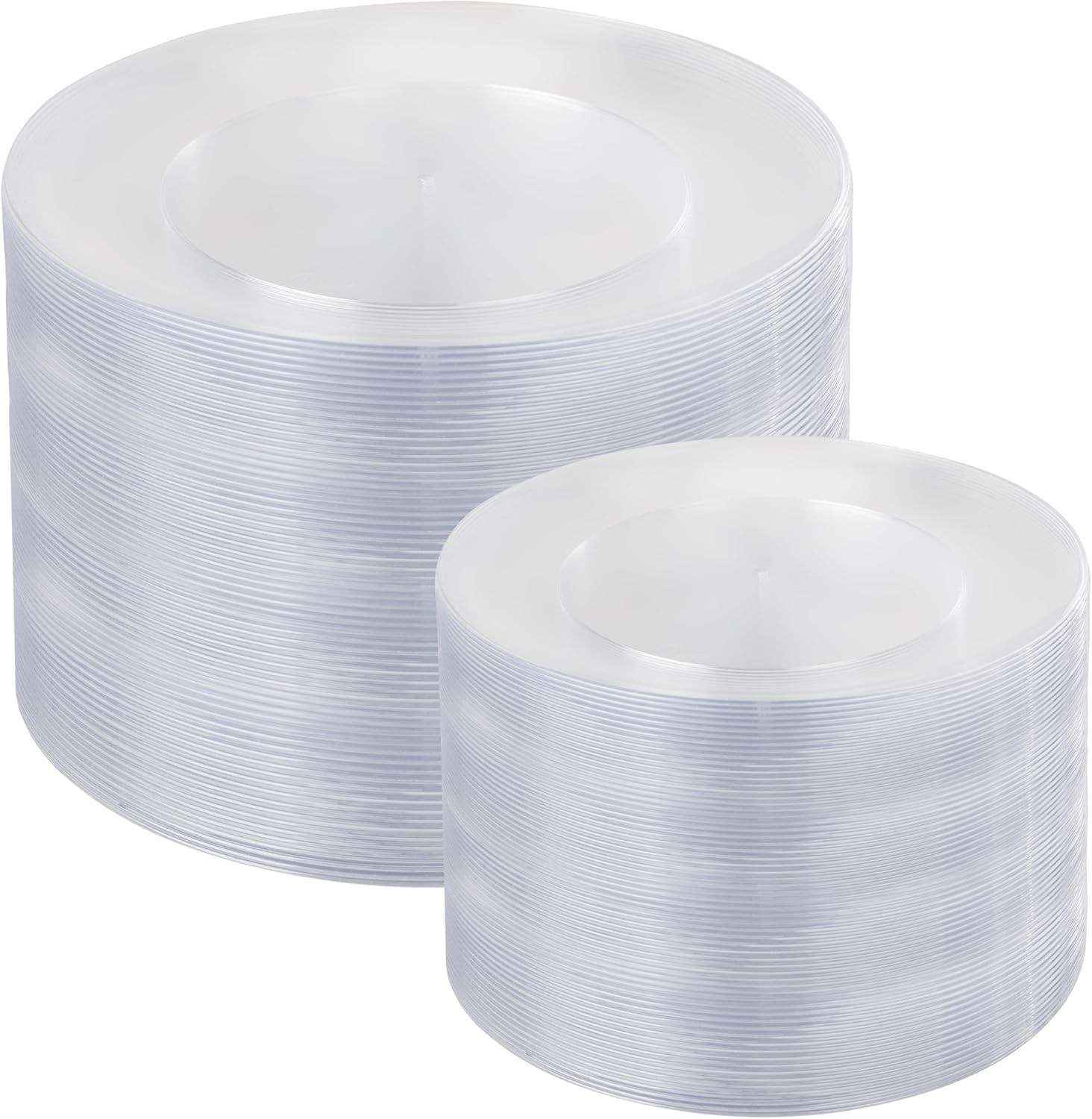 I00000 200 PCS Clear Plastic Plates for 100 Guests Include: 10.25 inch 100 Pieces Dinner Plate and 7.5 inch 100 Pieces Dessert Plate, Clear Plates for Party Perfect for Party & Wedding