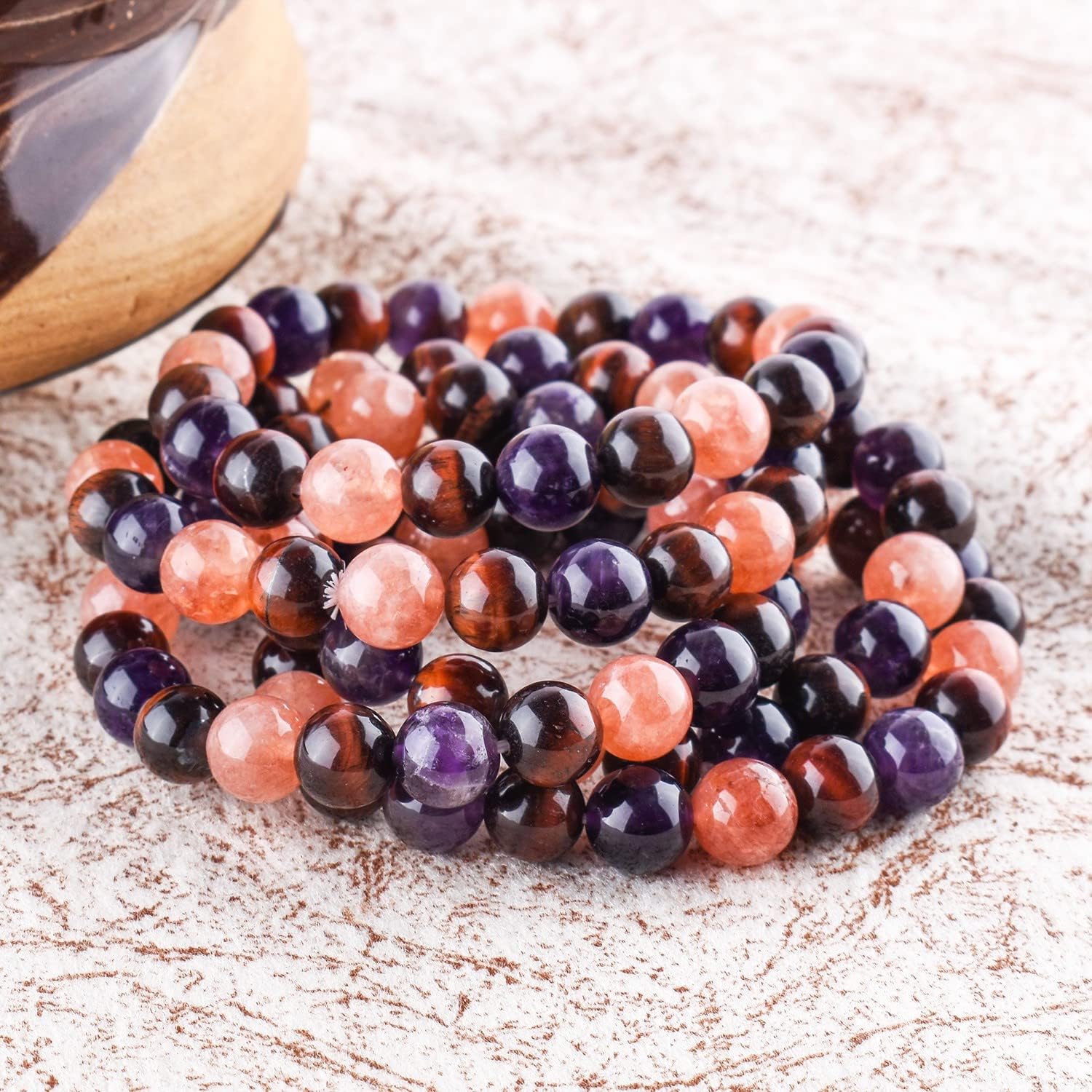 Purification Bracelet Handmade Gemstone Bracelet - Chakra Healing Crystals Stretchable Unisex Bracelet - Genuine Stone Beaded Round Beads - Yoga - Bracelet