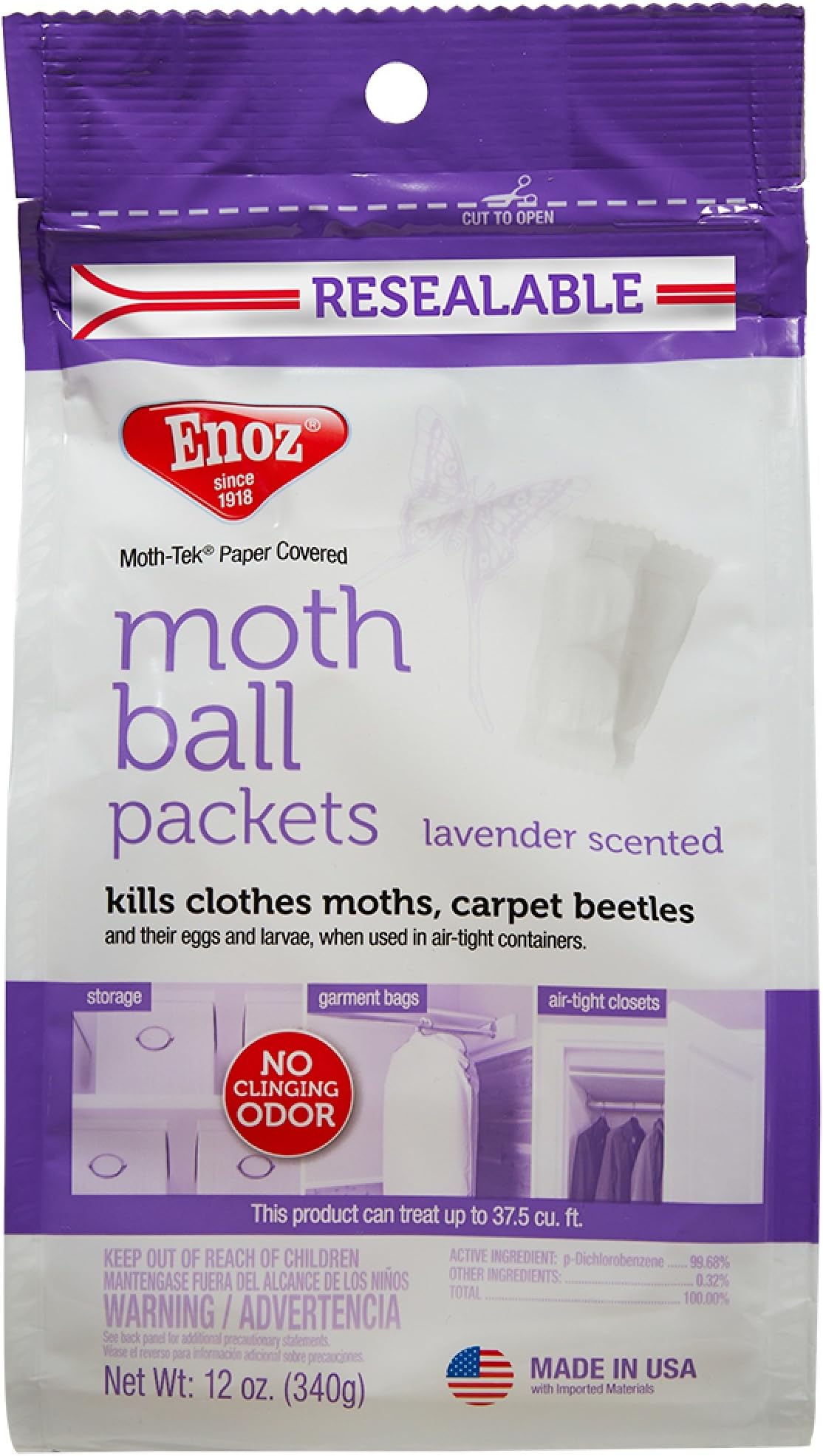 Enoz+E112.6T+12+Oz+Lavender+Scented+Moth+Ball+Packets