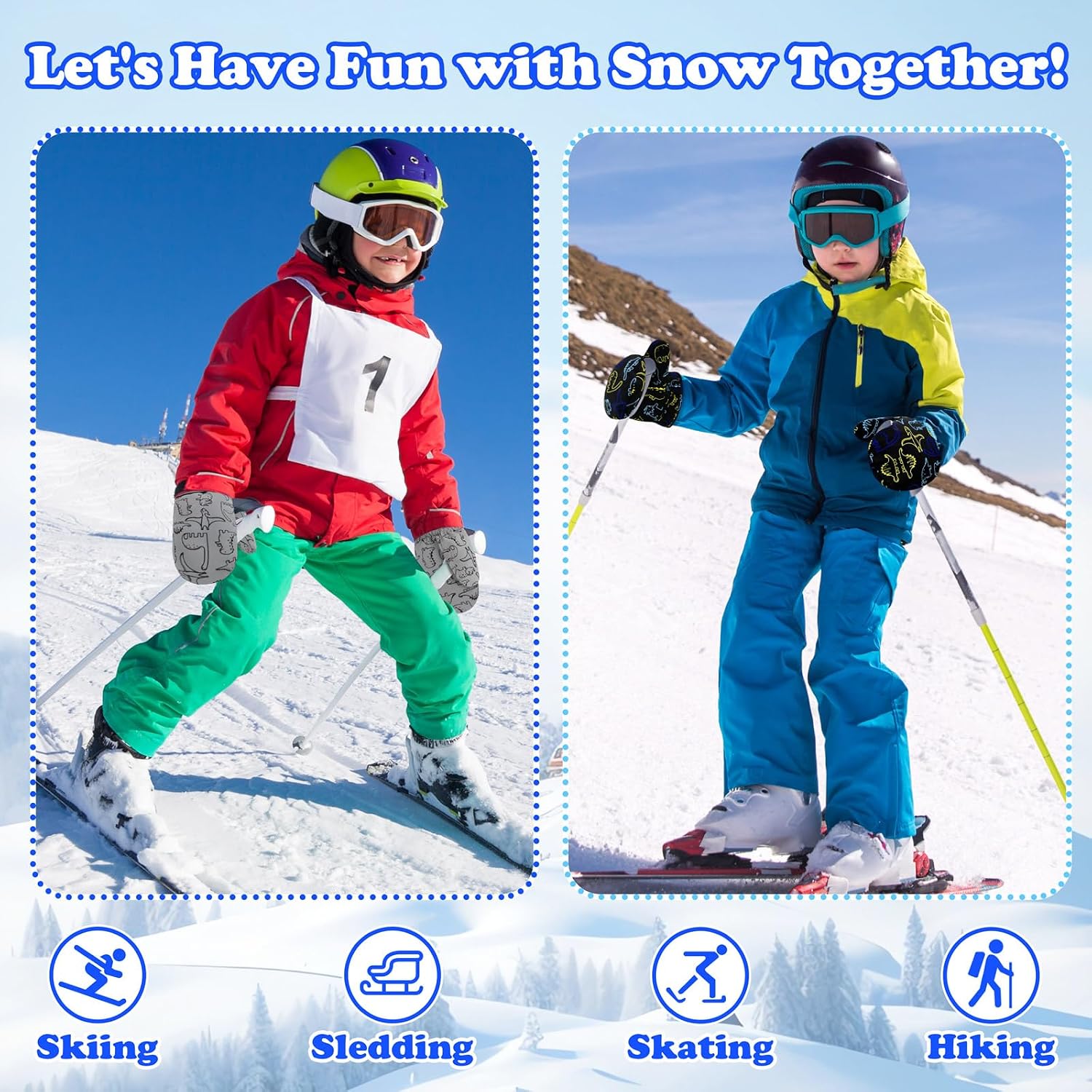 Sarfel Toddler Mittens Waterproof Toddler Snow Gloves Baby Winter Mittens Toddler Snow Mittens Toddler Ski Gloves Kids Gloves