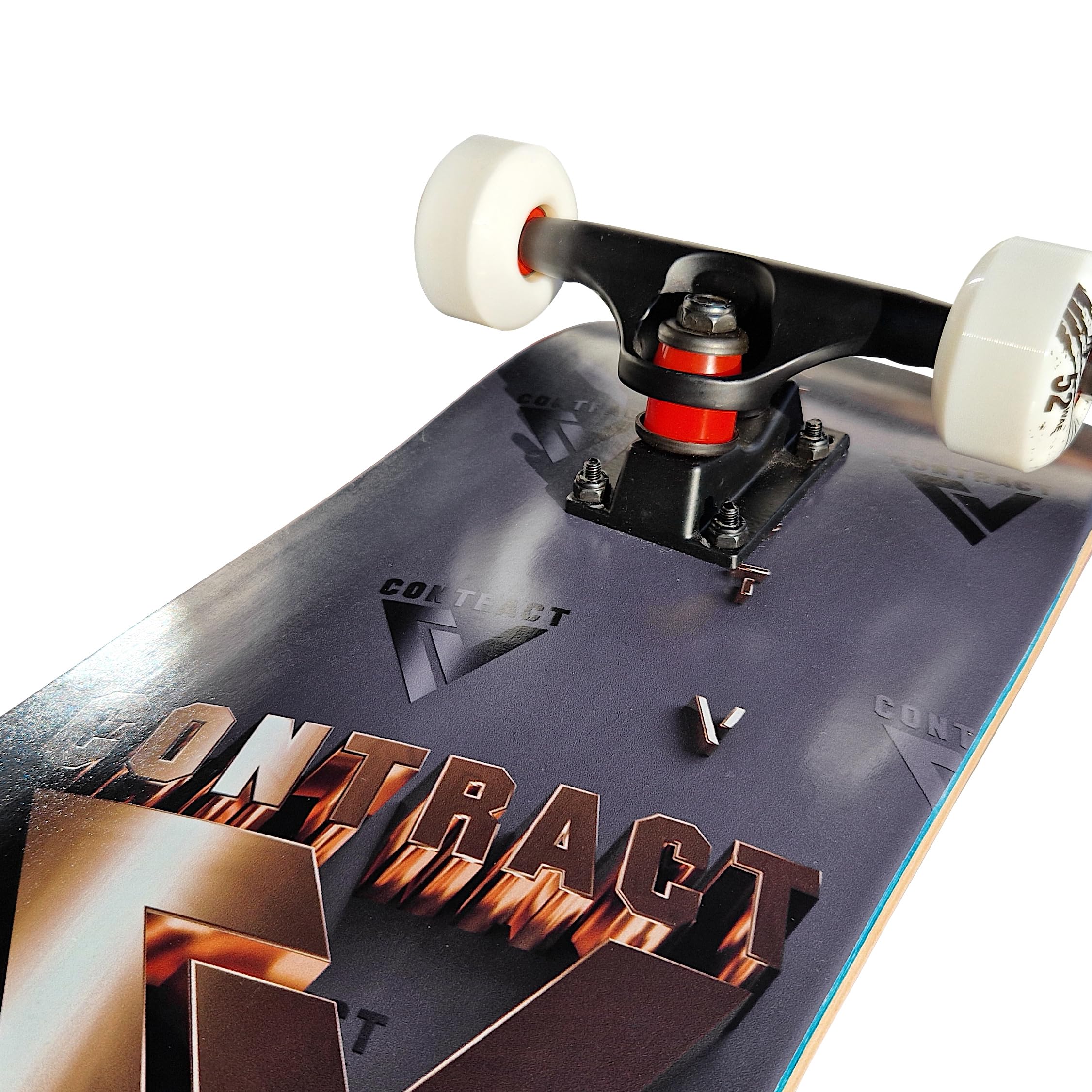 Komplett Skateboard Gold Logo - für Kinder und Jugendliche - 7-lagiges Ahornholz Deck - Medium Concave Standard Popsicle Shape - für Anfänger, Profis, Mädchen & Jungs