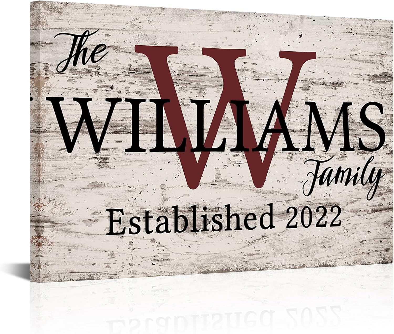 iLOOKLiKE Personalized Family Last Name Signs for Home Wall Art Framed Custom Monogram and Established Date Canvas Prints Decor Unique Wedding Anniversary Housewarming Gifts for Couple 8×12inch