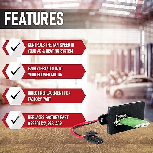 Vista 29 de Kit completo de resistencia de motor de ventilador HVAC con arnés – Reemplaza 15 81773, 89018778, 89019351, 1581773, 15-81773 Compatible con Chevy