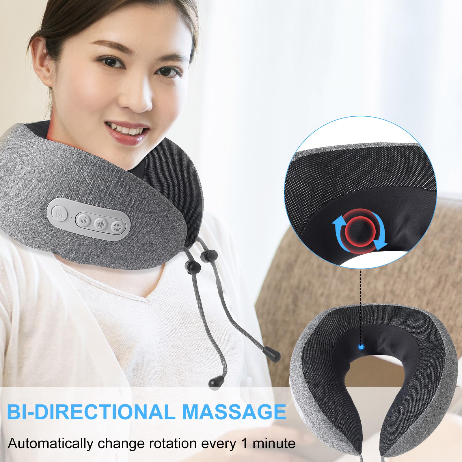 Vaterbeing Electric Neck Massager with Heat, Shiatsu Massage Pillow for Neck Pain Relief, Rechargeable 3D Massage Cushion for Travel, Home, Office, Valentine's Day Gift