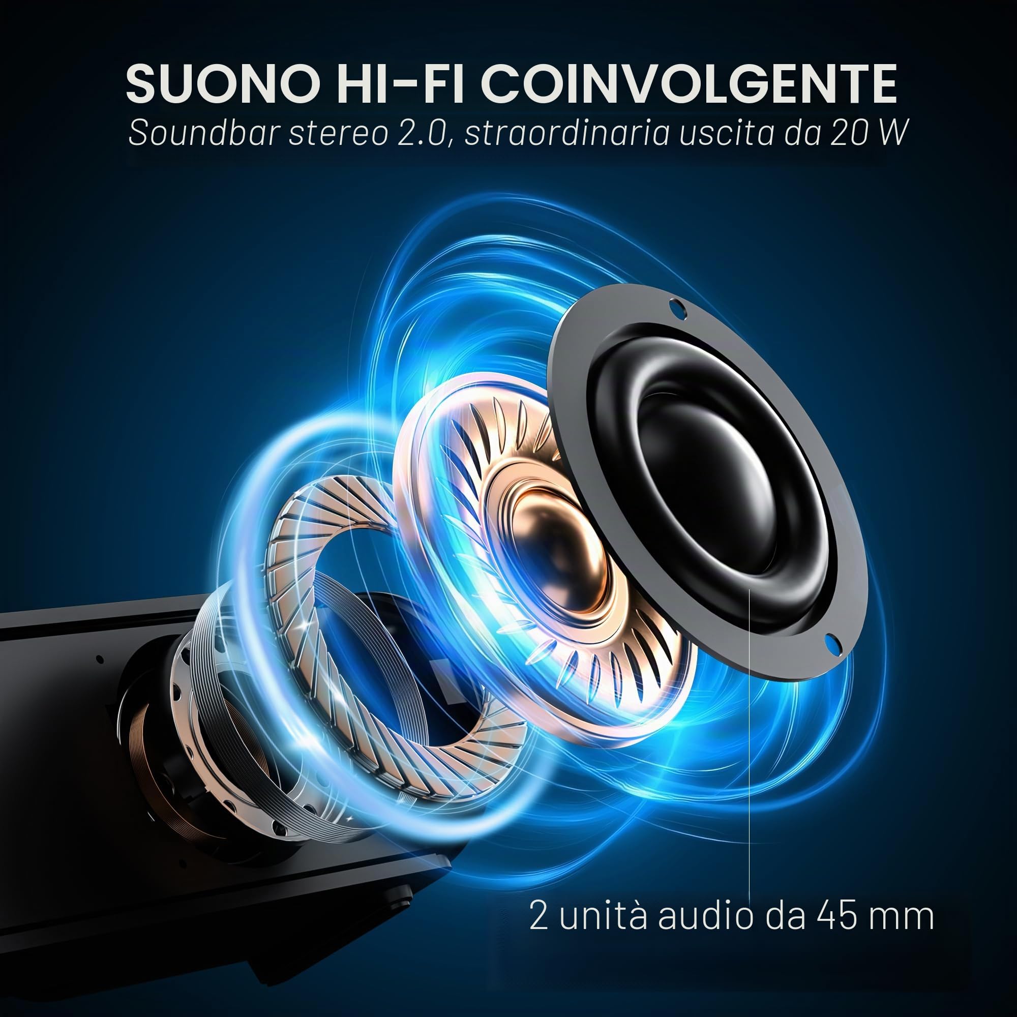 Redragon GS821 Soundbar per Computer, Altoparlante Stereo Hi-Fi per PC con BT 5.3, Connessione Ottica/HDMI ARC/AUX/USB, 3 Modalità EQ, Include Telecomando, Altoparlanti Gaming per PC, Laptop, Tablet