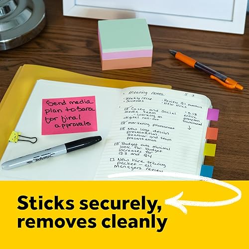 Miniatura 9 de Cubo de notas adhesivas 1 78 x 1 78 pulgadas ola verde y ola de canario 400 hojas por cubo 3 cubos por paquete 2051-3PK Verde Green WaveCanary Wave