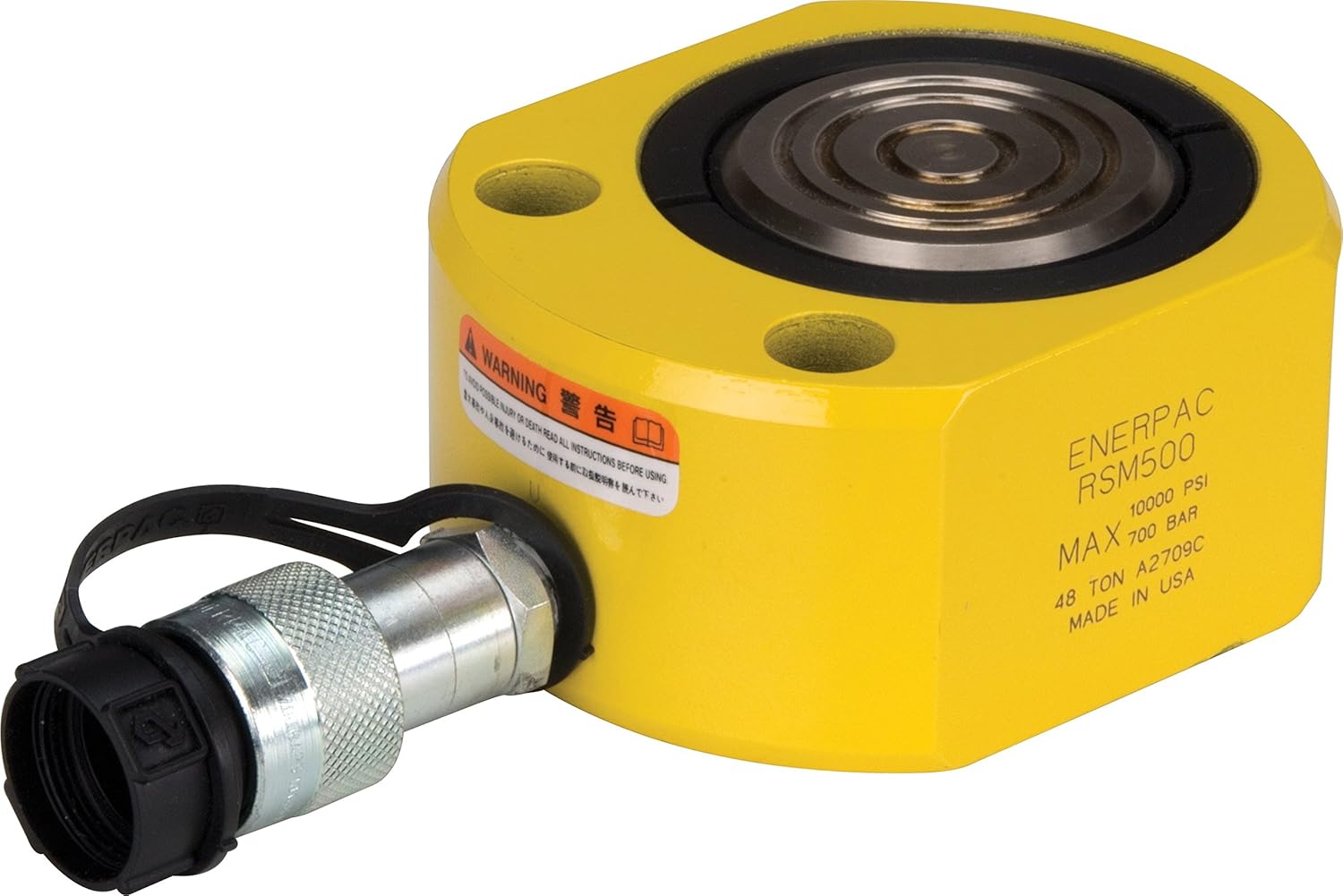 Enerpac RSM-500 Flat Jac Single-Acting Low-Height Hydraulic Cylinder with 50-Ton Capacity, Single Port, 0.63" Stroke Length