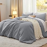Vista 19 de Bedsure Juego edredón suave prelavado tamaño King, uso 365 días, cálido relleno alternativo GentleSoft™, 1 edredón ligero (104x90 pulgadas) y 2