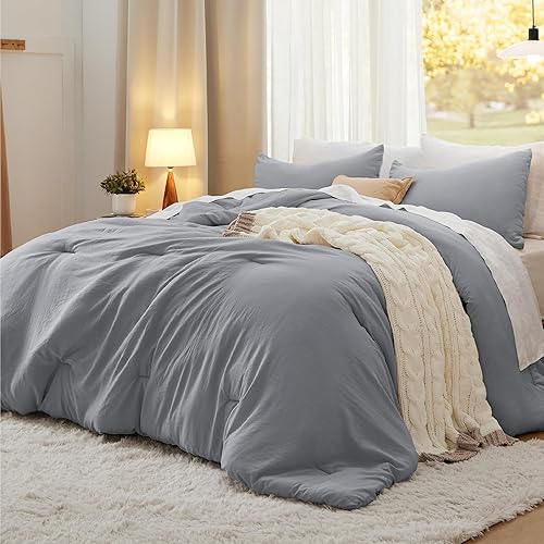 Miniatura 21 de Bedsure Juego de edredón tamaño Queen, ropa de cama suave prelavada rosa claro para todas las estaciones, juego de cama GentleSoft de 3 piezas, 1 20