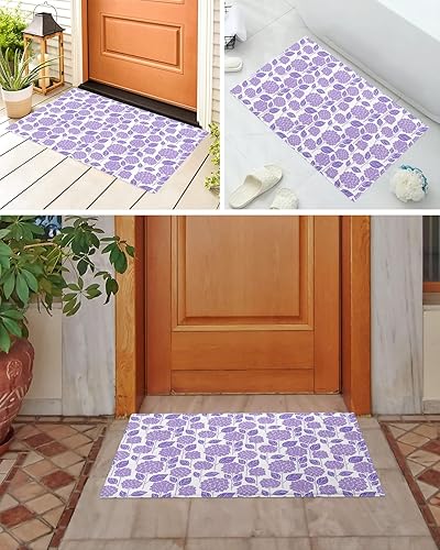 Miniatura 6 de Alfombra de baño para baño, dormitorio, tapete de felpa floral morado, antideslizante, absorbente, para entrada interior, 20 x 31.5 pulgadas, flores