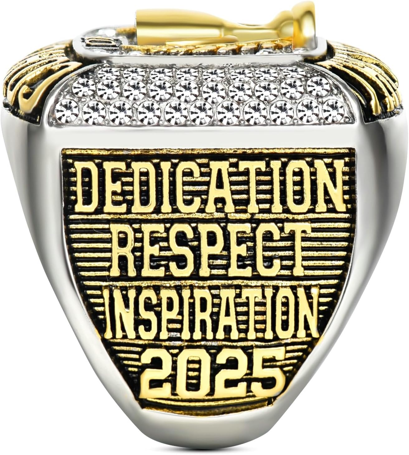 Coach of the Year Ring, Championship Award Ring for Coaches, Gold-Tone Plated with CZ Stones, Appreciation Gift for Football Basketball Baseball Coaches, Gift Box Included
