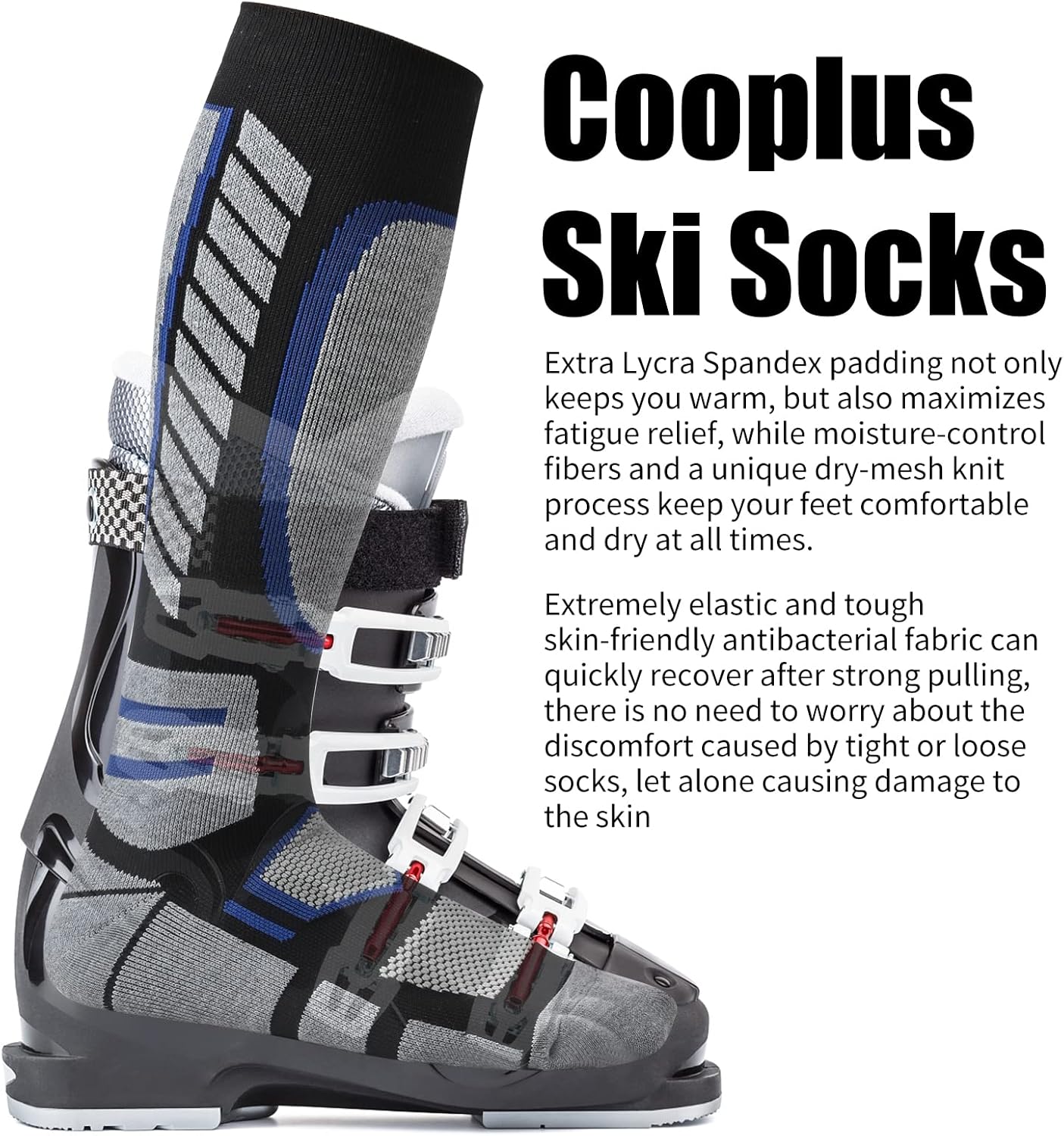 COOPLUS 2 Pack Ski Socks for Women Men Compression Knee High Winter Warm Socks for Skiing Snowboarding Outdoor Sports Gift - Image 5