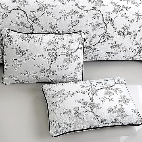 Miniatura 10 de EVENHUG Black Bird - Juego de 2 fundas de almohada acolchadas de algodón a juego, decoración de ropa de cama con patrones dobles oblongos (fundas de