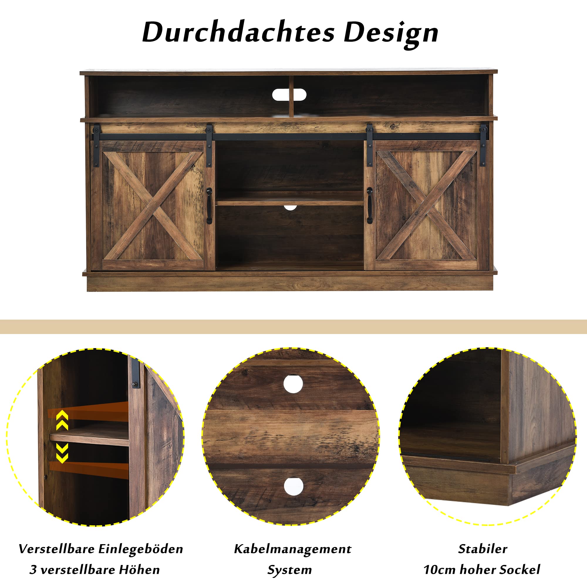 sogesfurniture Mobile da cucina, mobile TV, con porta scorrevole, per cucina, soggiorno, studio, stile industriale, 148 x 40 x 78 cm