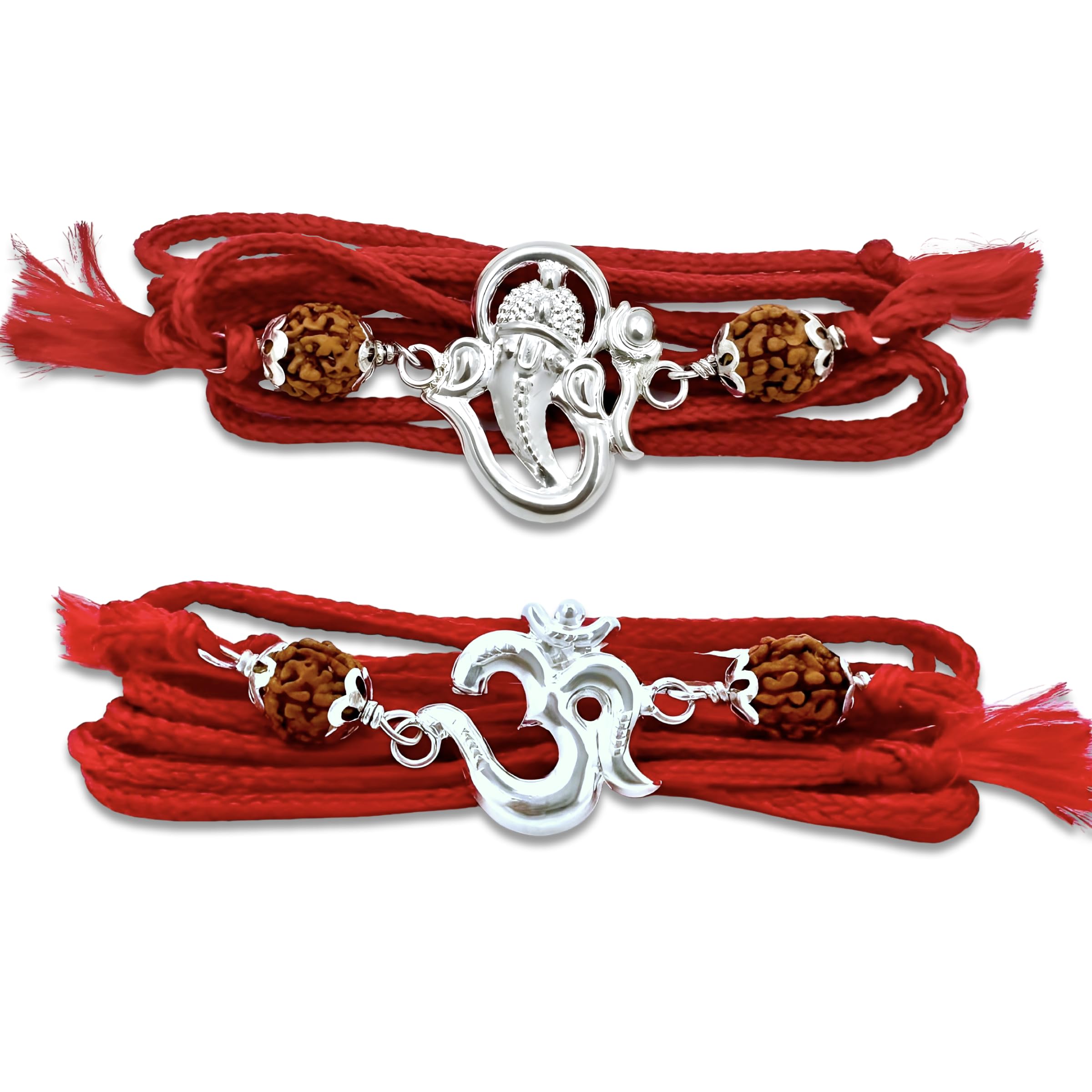 925 Silver Rakhi Bracelet for Brother with Purity Certificate, Rudraksh Silver Rakhi for Brother,Silver Rakhi Set (OM-Ganesh ji) (B0D9TWHCX1) Amazon Price History, Amazon Price Tracker