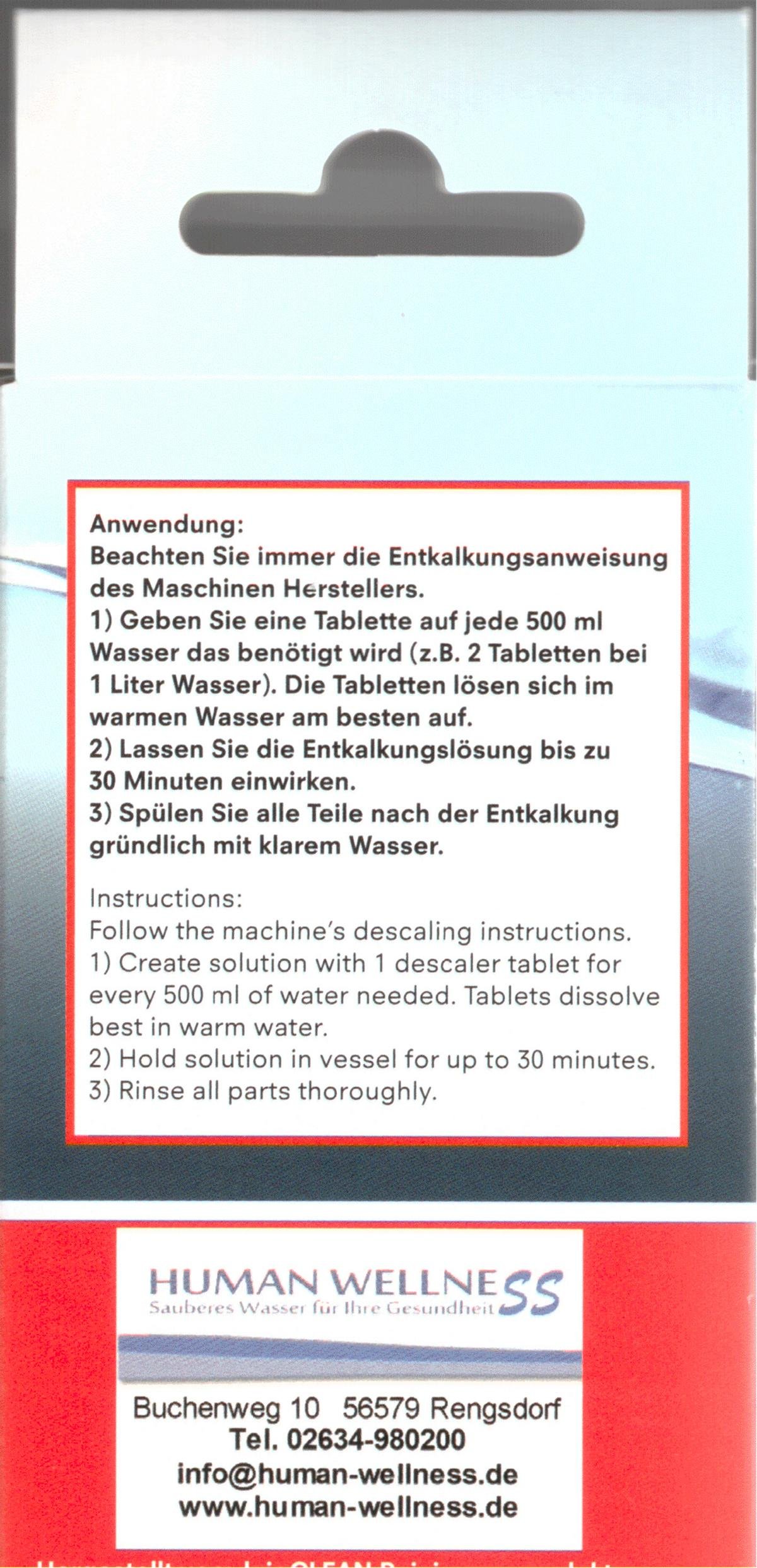 Entkalkertabletten für Kaffeemaschine Espressomaschine Wasserkocher Tabs (10)