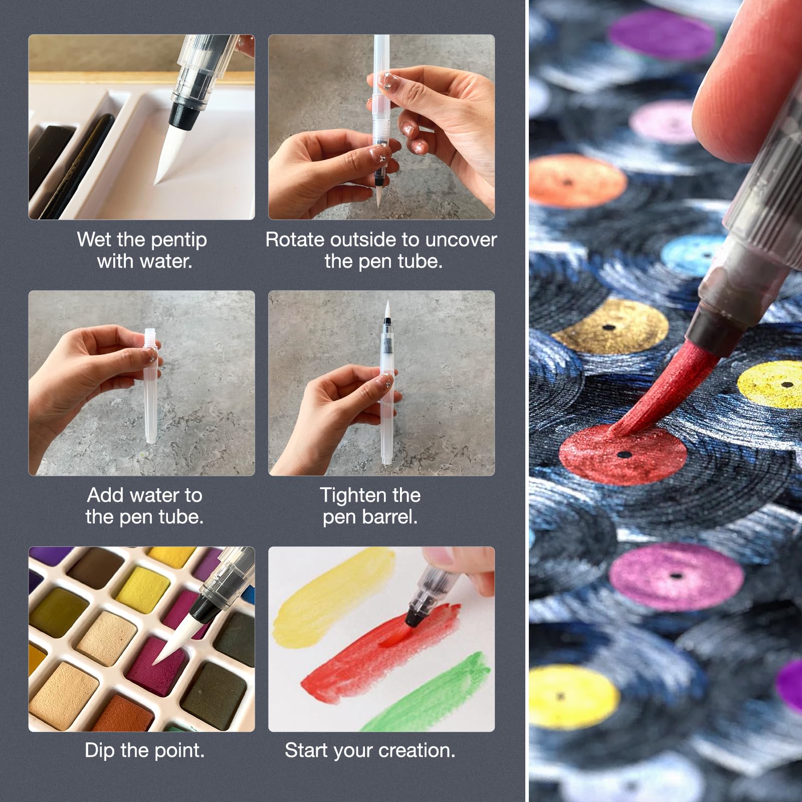 Juego de pintura de acuarela, 100 colores en caja de bambú natural, kit de acuarelas portátil con papeles y bolígrafos de pincel, ideal para niños, adultos, principiantes y profesionales