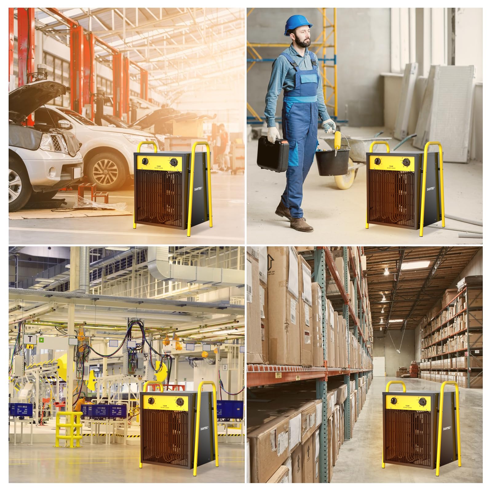 15 kW Elektro Heizlüfter Große Räume mit Thermostat & 3 Heizstufen | Bauheizer, 400v, IP24, Stahlgehäuse, Industriequalität, Heizstrahler, Elektroheizer, frostwächter, für Garage, Baustelle