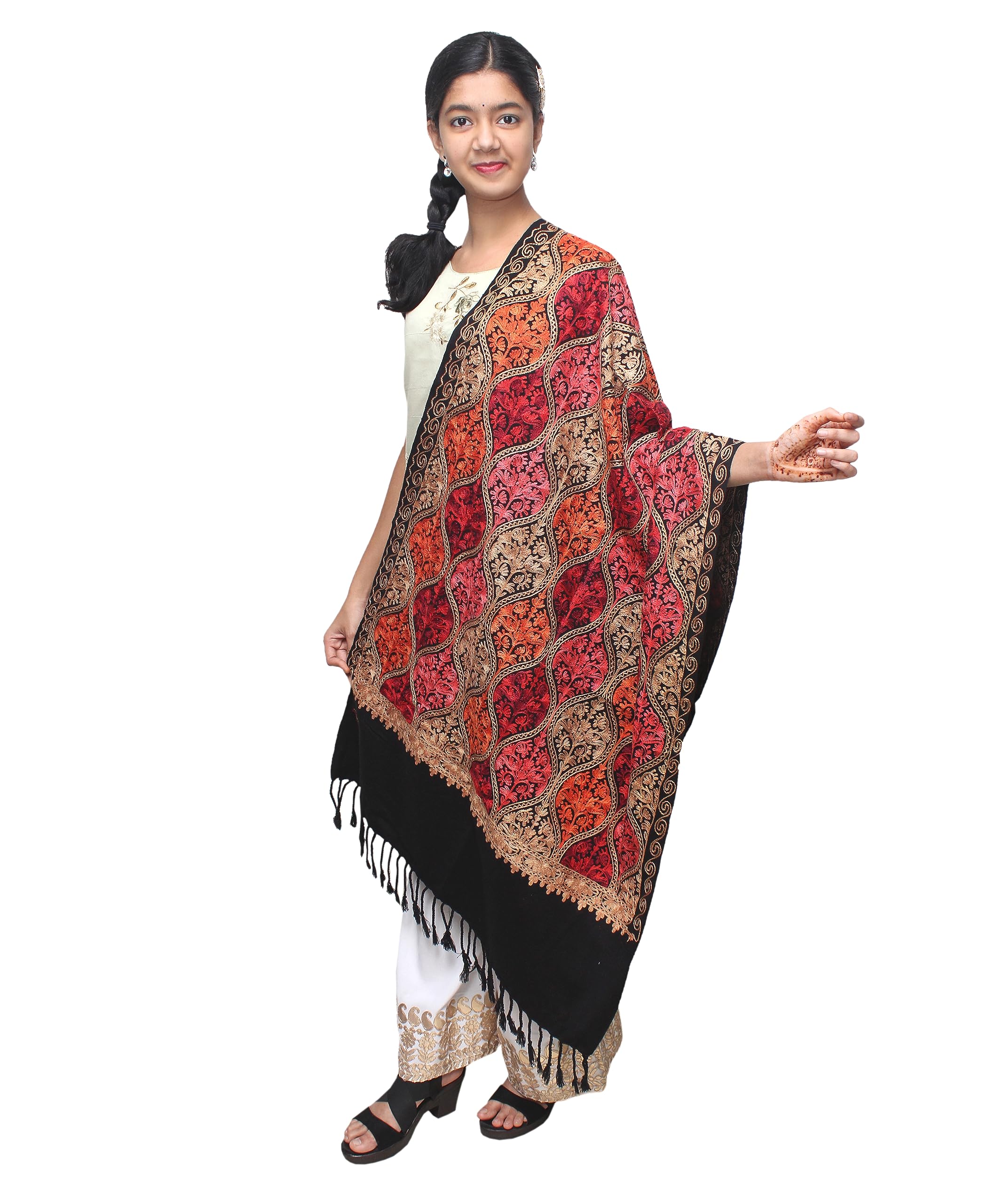 goodluck Women Woolen Kaani Work Kashmiri Shawl Stole Wrap-picture-28