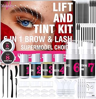 6-IN-1 Lash Lift and Brow Lamination Kit, Black & Dark Brown, For Feathery Eyebrows & Long-Lasting Curler Eyelashes, Detailed Instructions Perfect for Beginners