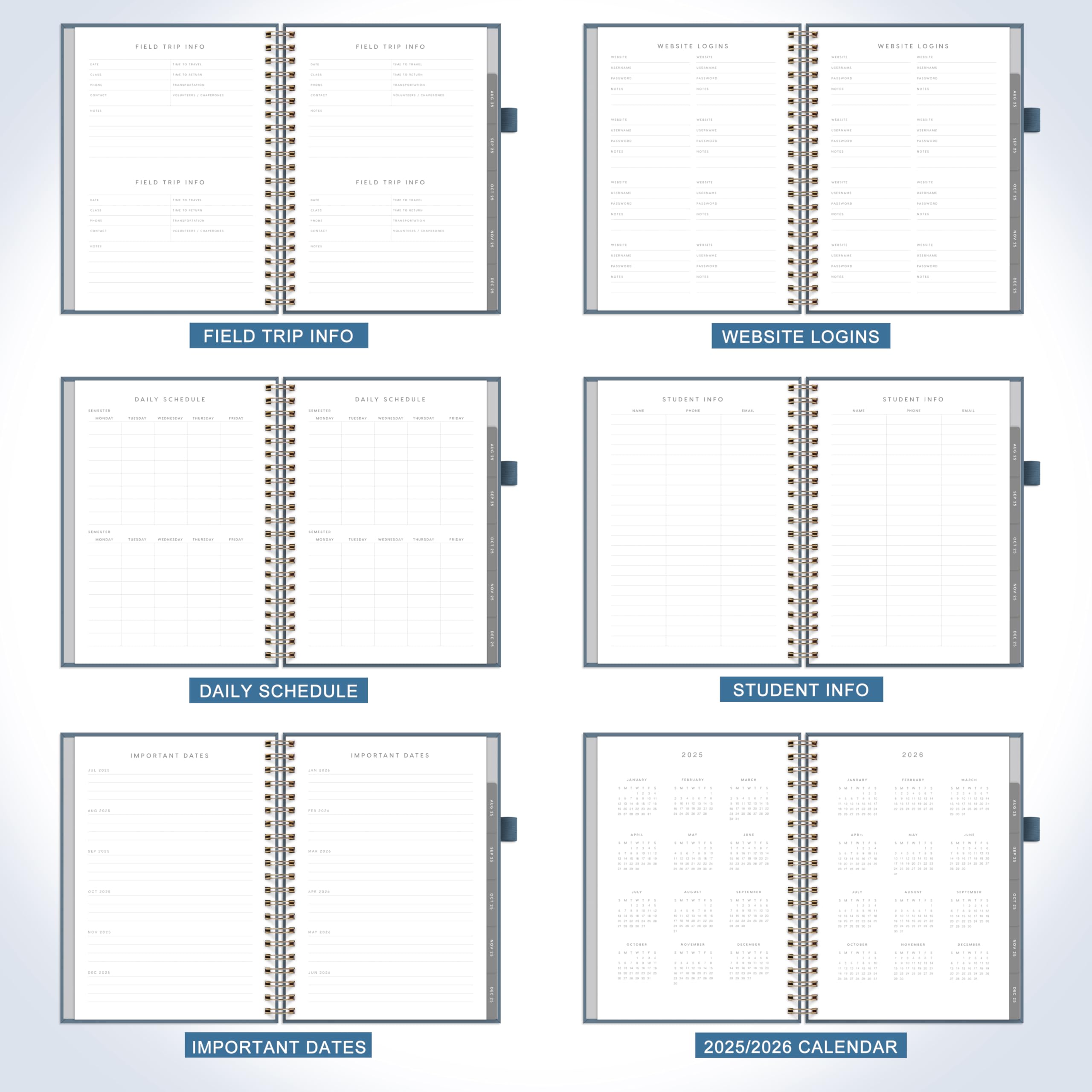 And Per Se Lehrerplaner 2025–2026, akademisches Jahr – Juli 2025 bis Juni 2026, Lehrer-Unterrichtsplaner, Buch für Lehrer, 21,6 x 27,9 cm, Wochen- und Monatsplanung mit monatlichen Registerkarten