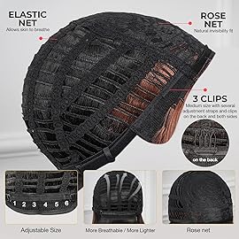 ToyoTress Peek-a-boo Color Bob Wig With Bangs - 8 Inch Black Mix Brown Blunt Cut Bob Wigs For Black Women, Short Straight Light Yaki Synthetic Daily Costume Cosplay Wigs (8 Inch, SH30)