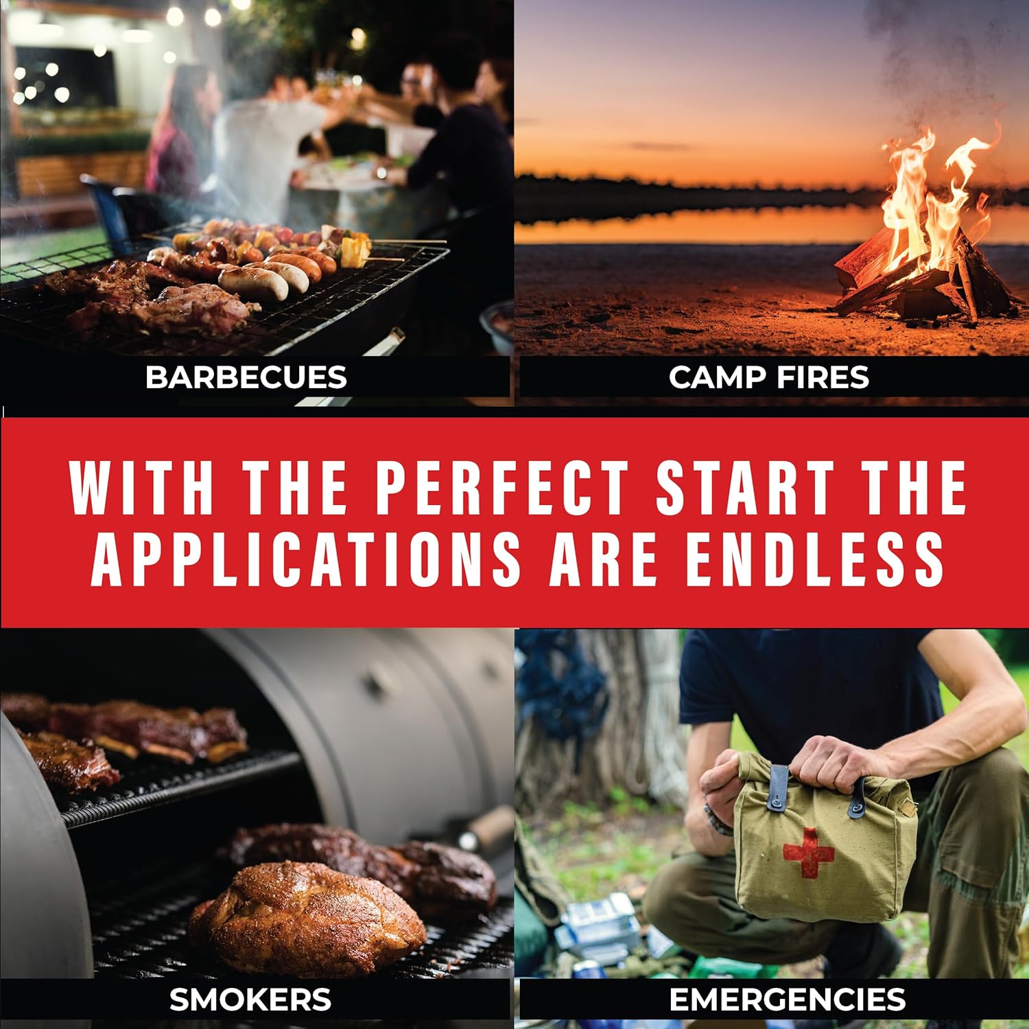 The Perfect Start Fire Starters - Waterproof - All-Purpose for Campfires, Fire Pits, Fireplaces, Charcoal & More - All Weather, Safe, Non-Combustible & Easy to Use for Camping, Hiking, Outdoor Cooking