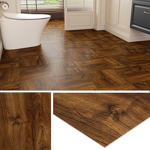 Livelynine Dark Brown Peel and Stick Floor Tile Wood Vinyl