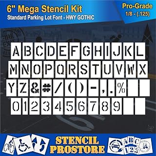 Curb & Median Stencils - 6 inch MEGA Alpha/NUM Set - (64 Piece) - 6" x 4" x 1/8" (128 mil) - Pro-Grade